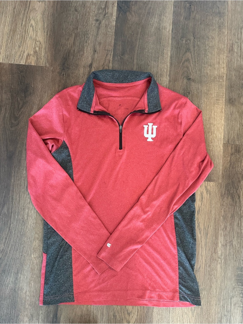 IU Red & Gray Quarter-Zip Pullover with Chest Logo